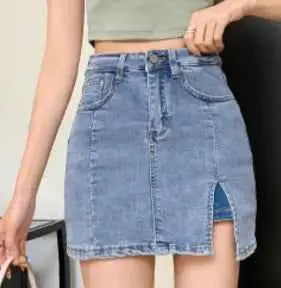 Kylie's High-Waisted Stretch Denim Skort