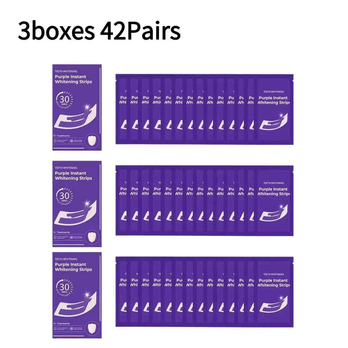 42Pairs V34 Purple Teeth Whitening Strips Fresh Breath Remove Stains Tooth Brightening Stickers Protable Teeth Whitening Product