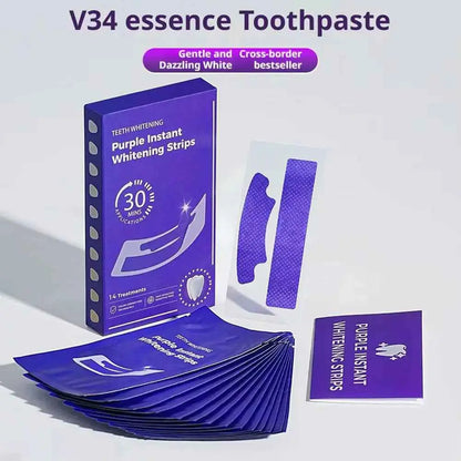 42Pairs V34 Purple Teeth Whitening Strips Fresh Breath Remove Stains Tooth Brightening Stickers Protable Teeth Whitening Product