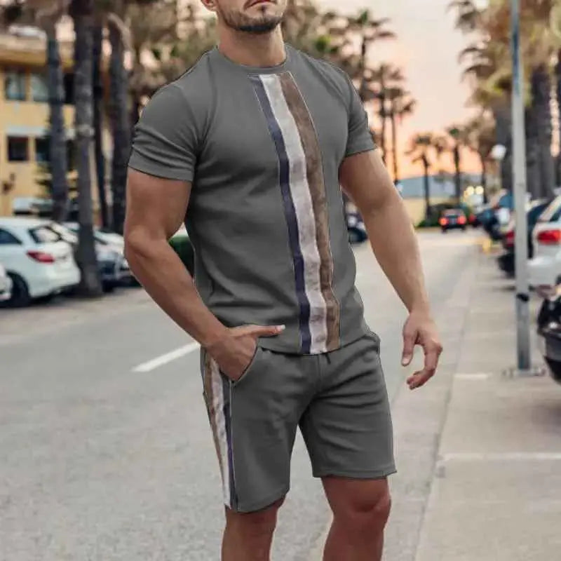 Men's Short Sleeve Casual Two-Piece Suit