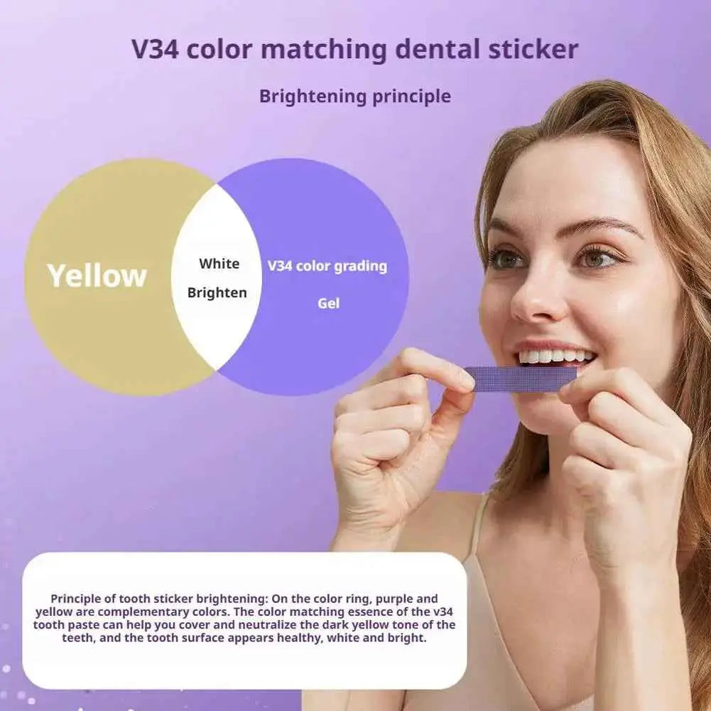42Pairs V34 Purple Teeth Whitening Strips Fresh Breath Remove Stains Tooth Brightening Stickers Protable Teeth Whitening Product